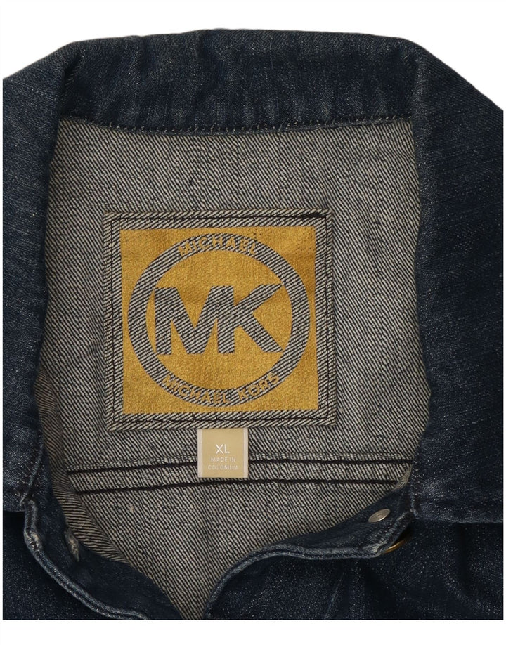 MICHAEL KORS Damen Crop Denim Jacke UK 18 XL Blaue Baumwolle