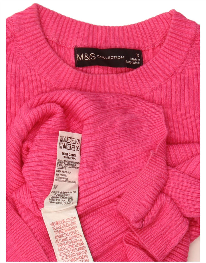 Marks & Spencer Damen-Pullover mit Rundhalsausschnitt, UK 12, mittelrosa Viskose