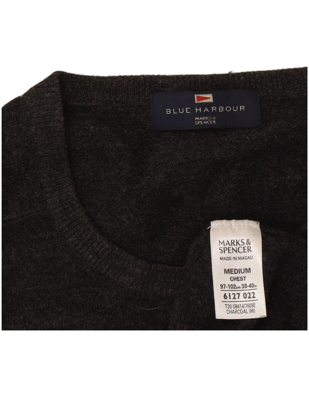 Marks & Spencer Herren-Pullover mit Rundhalsausschnitt, mittelgraues Acryl