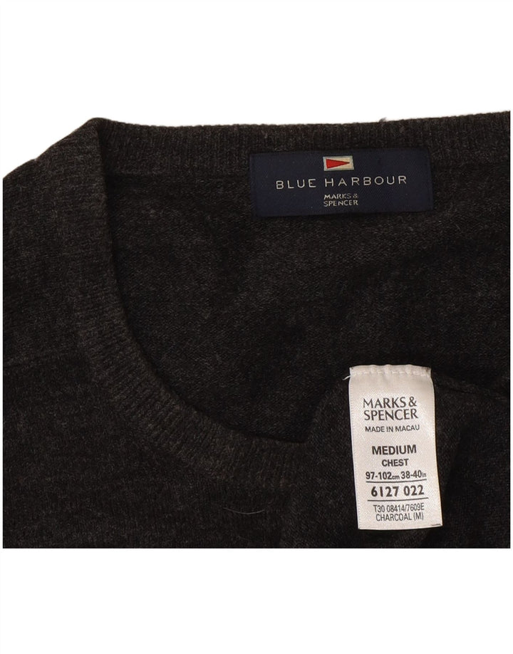 Marks & Spencer Herren-Pullover mit Rundhalsausschnitt, mittelgraues Acryl