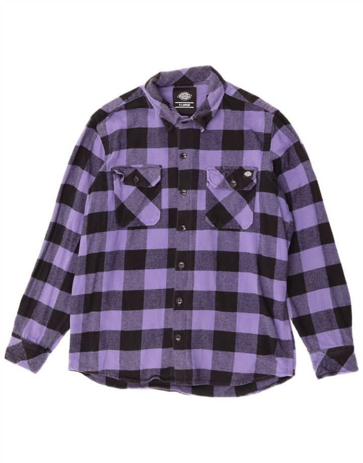 Dickies Herren-Flanellhemd XL, lila kariert, Baumwolle