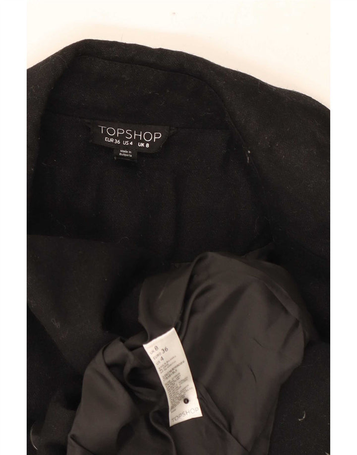 Topshop Damen-Zweireiher-Blazer-Jacke, Gr. 8, Größe S, schwarze Wolle