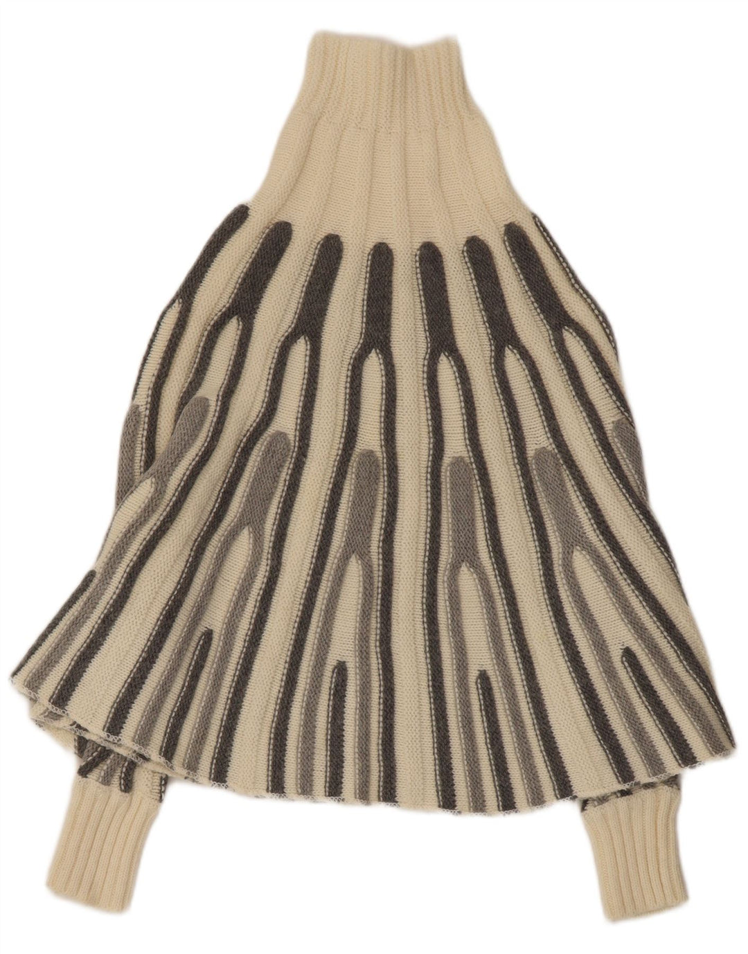 VINTAGE Damen Poncho-Pullover UK 12 Mittelweiß gestreift