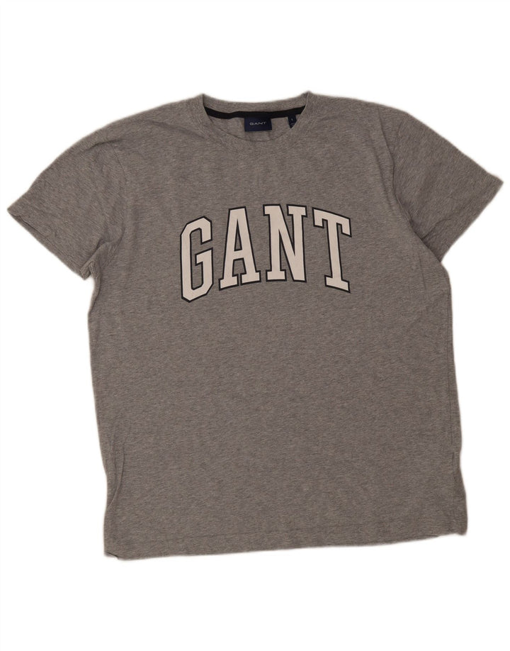 Gant Herren-T-Shirt mit Grafik, Größe L, aus grauer Baumwolle