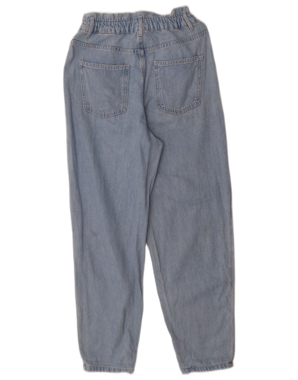 Zara Damen High Waist Tapered Jeans EU 36 XS W26 L28 Blaue Baumwolle