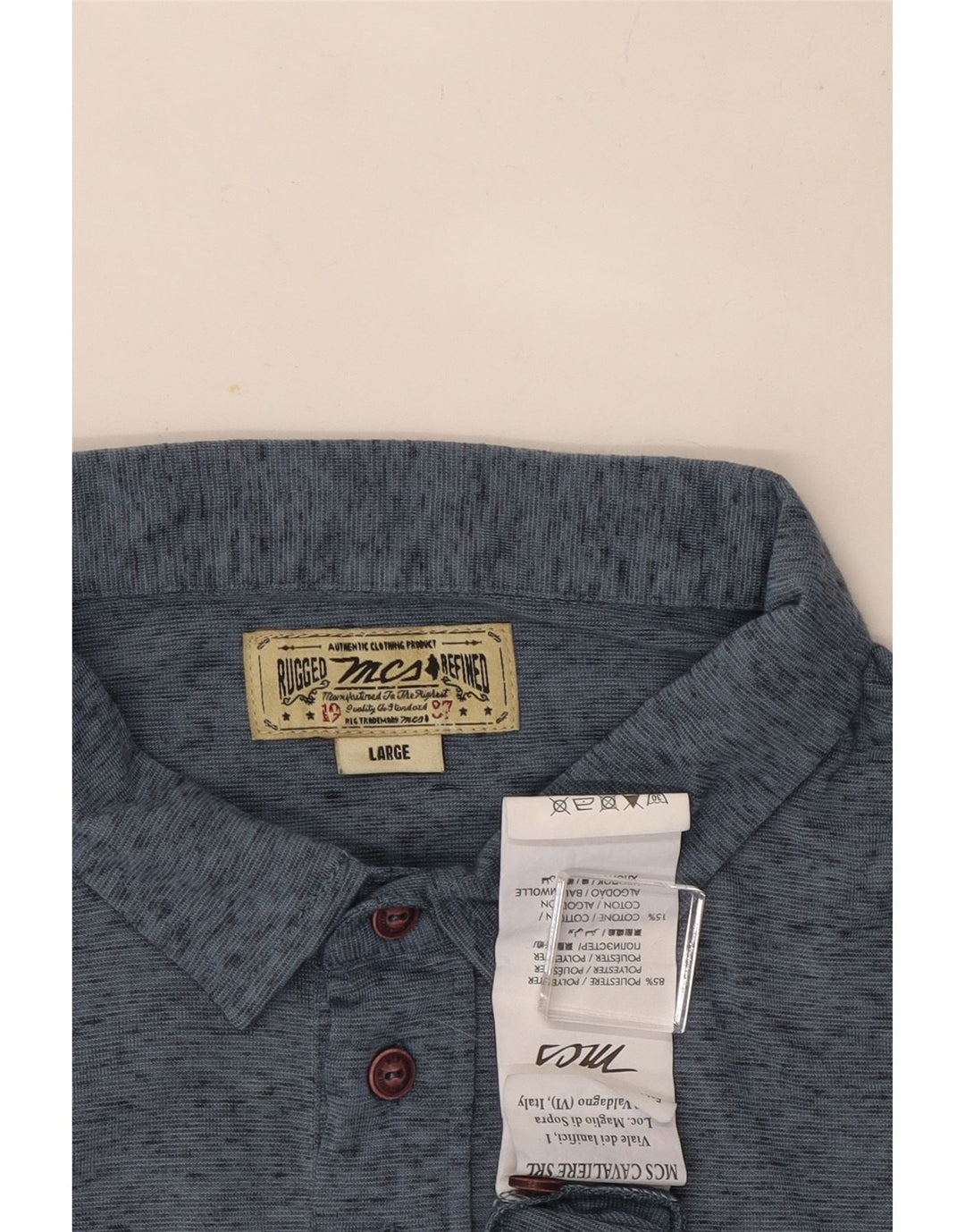 Marlboro Classics Herren-Poloshirt, großes, blau meliertes Polyester