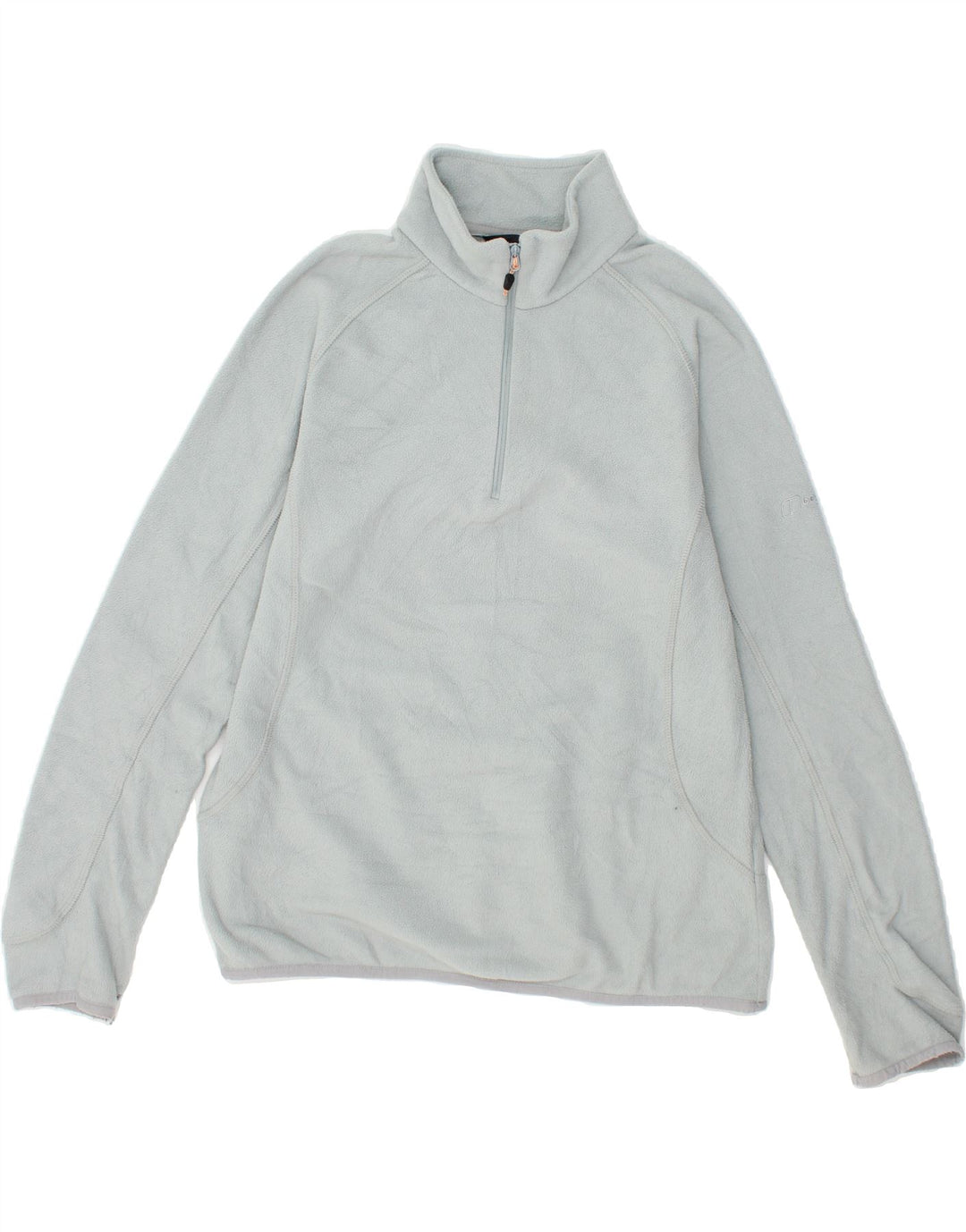 BERGHAUS Womens Zip Neck Fleece Jumper UK 14 Large  Grey Polyester Vintage Berghaus and Second-Hand Berghaus from Messina Hembry 