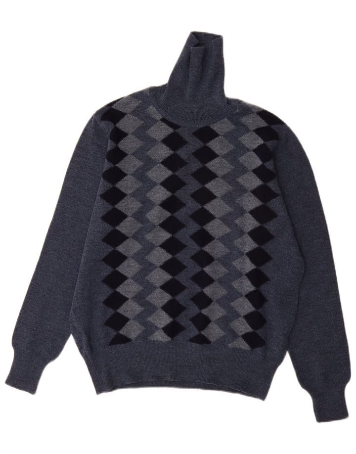 Golden Gate Rollkragenpullover für Herren IT 54 XL Blaue Argyle-/Diamantwolle