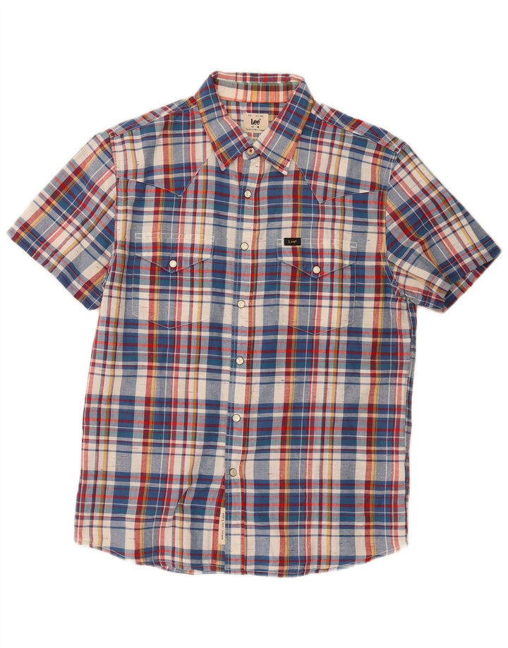 Lee Herren-Hemd, kurzärmelig, Slim-Fit, mittelgroß, mehrfarbig, kariert, Baumwolle