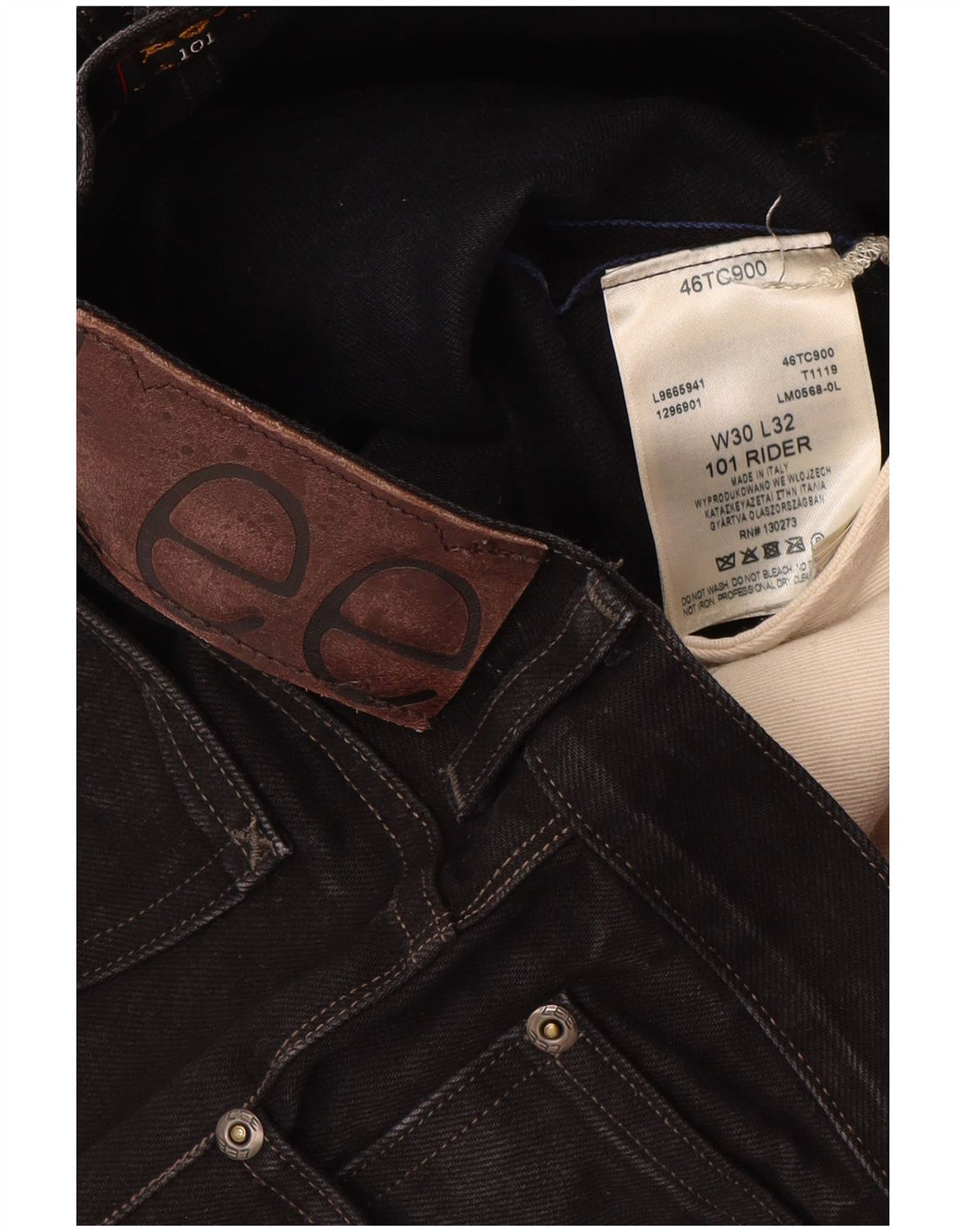 Lee Herren Rider Straight Jeans W30 L32 Schwarze Baumwolle