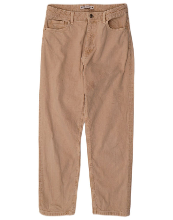 Gerade Freizeithose für Damen von Zara, EU 40, mittelgroß, W30, L28, beige, Baumwolle