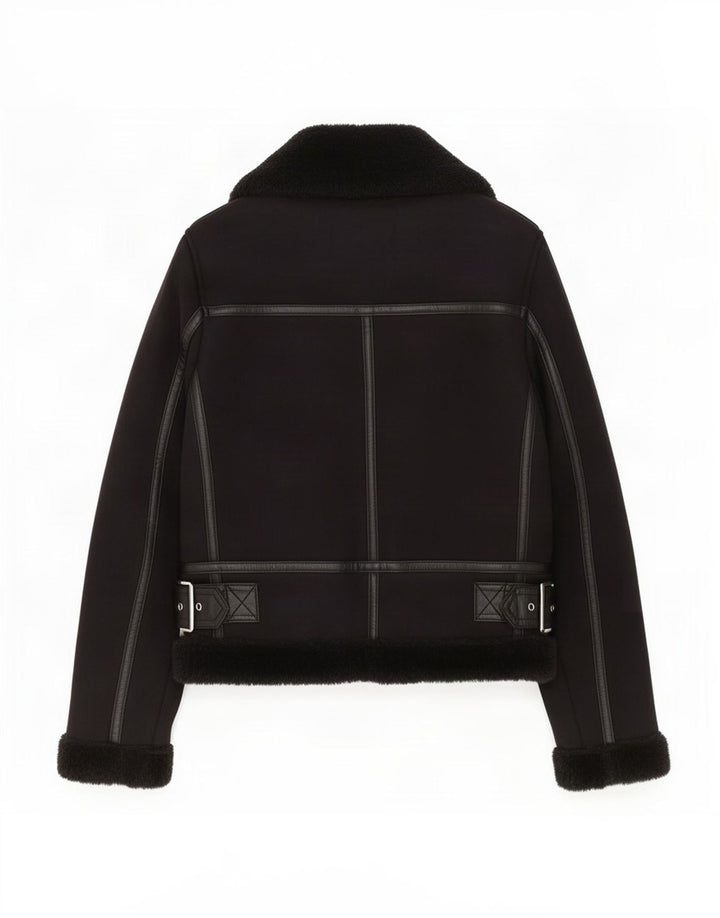 Zara Damen Sherpa Jacke UK 6 XS Schwarz Polyester