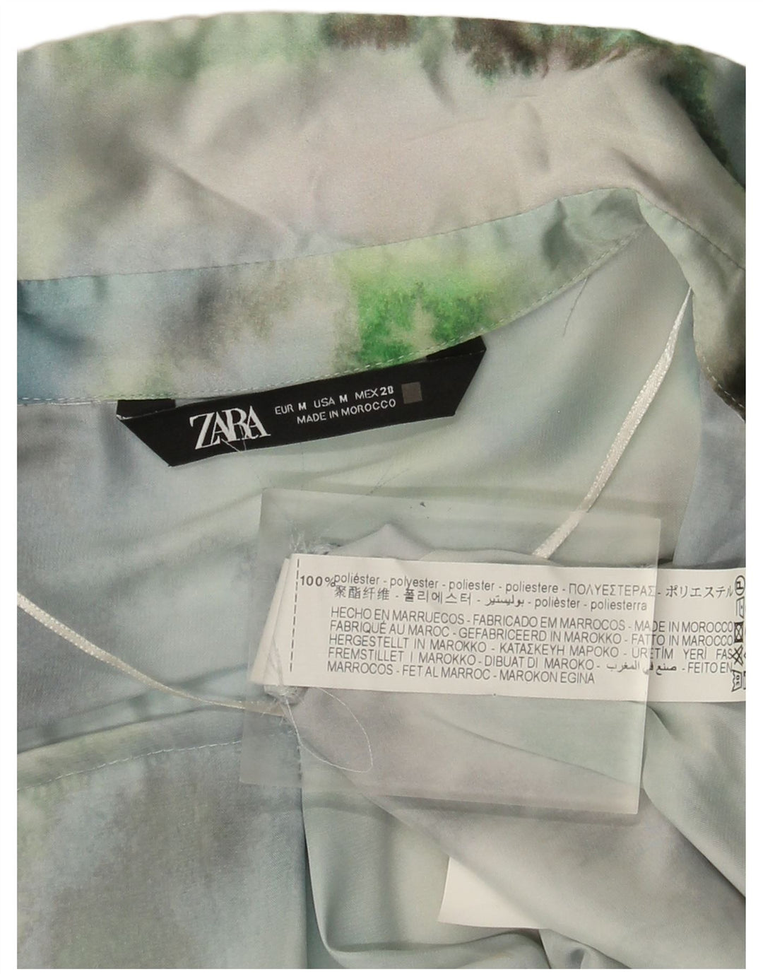 Übergroße Damen-Hemdbluse von Zara, UK 14, mittelgrünes Batik-Polyester