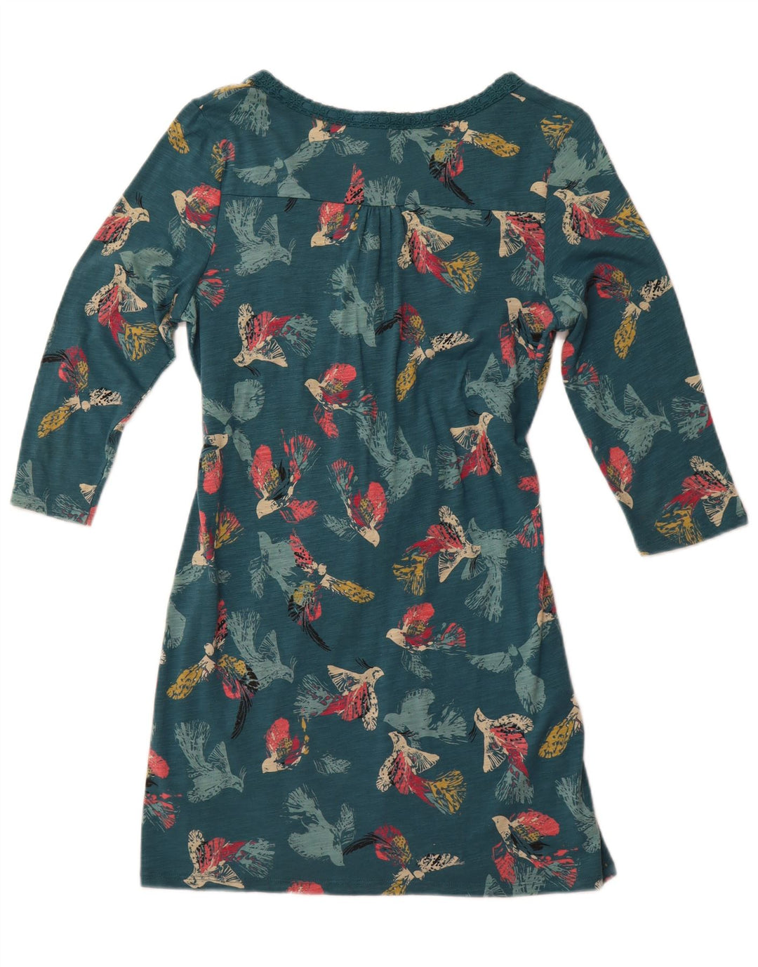 WHITE STUFF Damen Grafisches Etuikleid mit 3/4-Ärmeln, UK 12, Mittelgrün