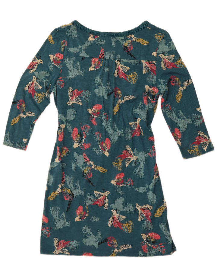 WHITE STUFF Damen Grafisches Etuikleid mit 3/4-Ärmeln, UK 12, Mittelgrün