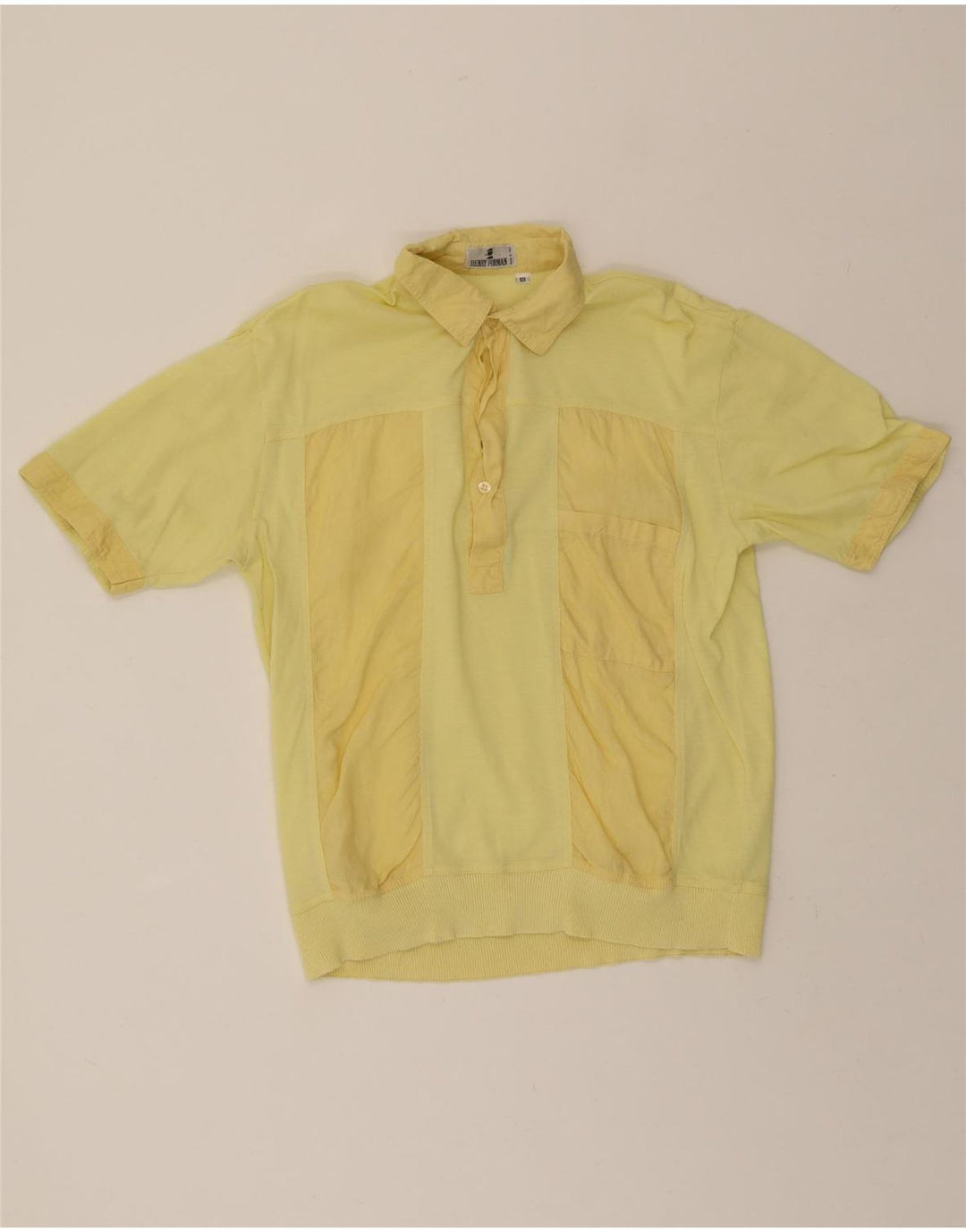 VINTAGE Mens Short Sleeve Pullover Shirt Small Yellow Cotton Vintage Vintage and Second-Hand Vintage from Messina Hembry 