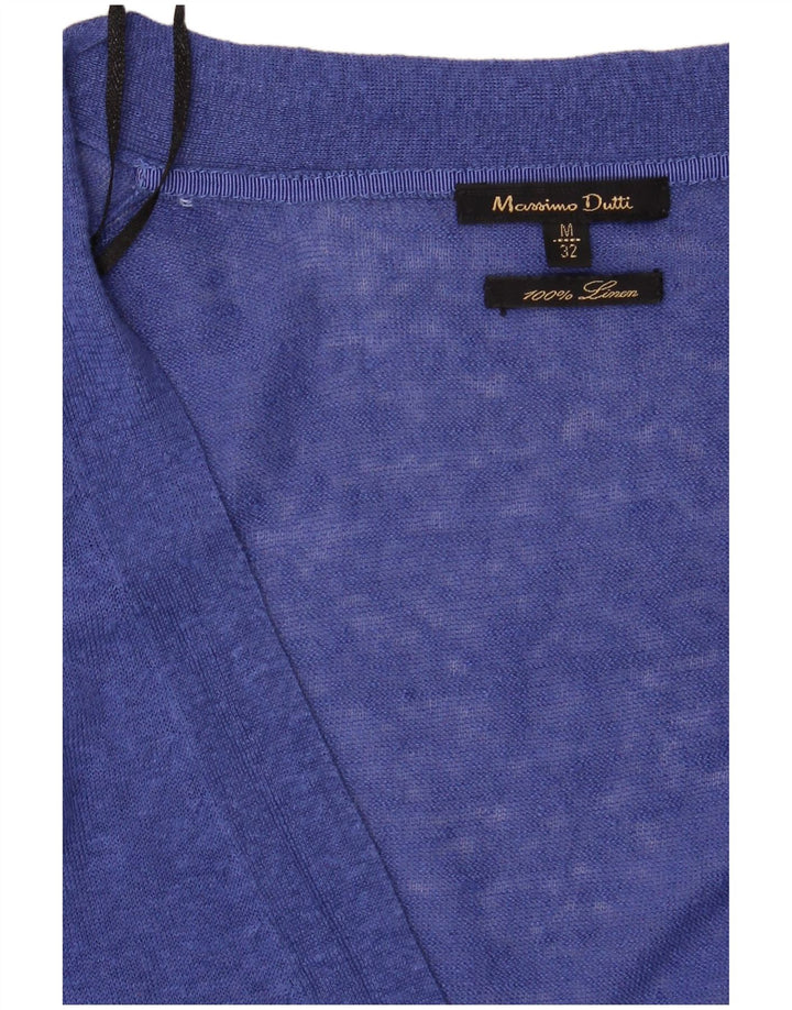 Massimo Dutti Damen Strickjacke UK 12 Mittelblaues Leinen