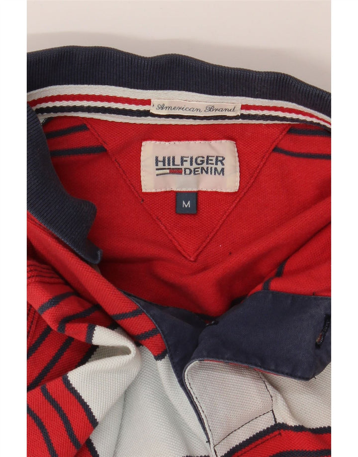 TOMMY HILFIGER Mens Polo Shirt Medium Red Striped Cotton Vintage Tommy Hilfiger and Second-Hand Tommy Hilfiger from Messina Hembry 