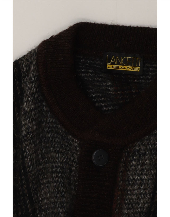 Lancetti Herren-Cardigan-Pullover Mittelgrau gestreift