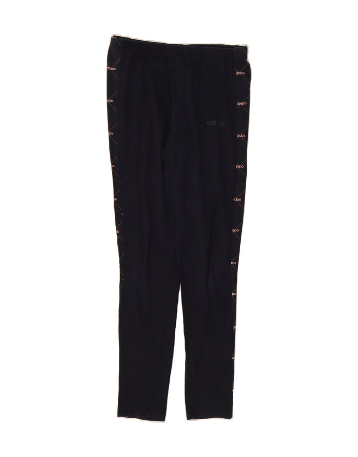ADIDAS Womens Graphic Leggings UK 12/14 Medium Navy Blue Cotton Vintage Adidas and Second-Hand Adidas from Messina Hembry 