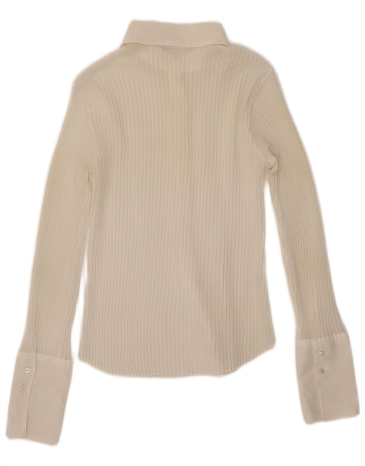 Benetton Womens Durchsichtiges Übergroßes Hemd UK 6 XS Off White Polyester