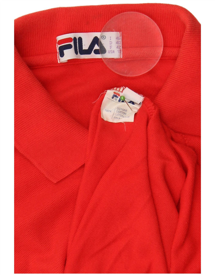 FILA Damen Ärmelloses Poloshirt IT 46 Große rote Baumwolle