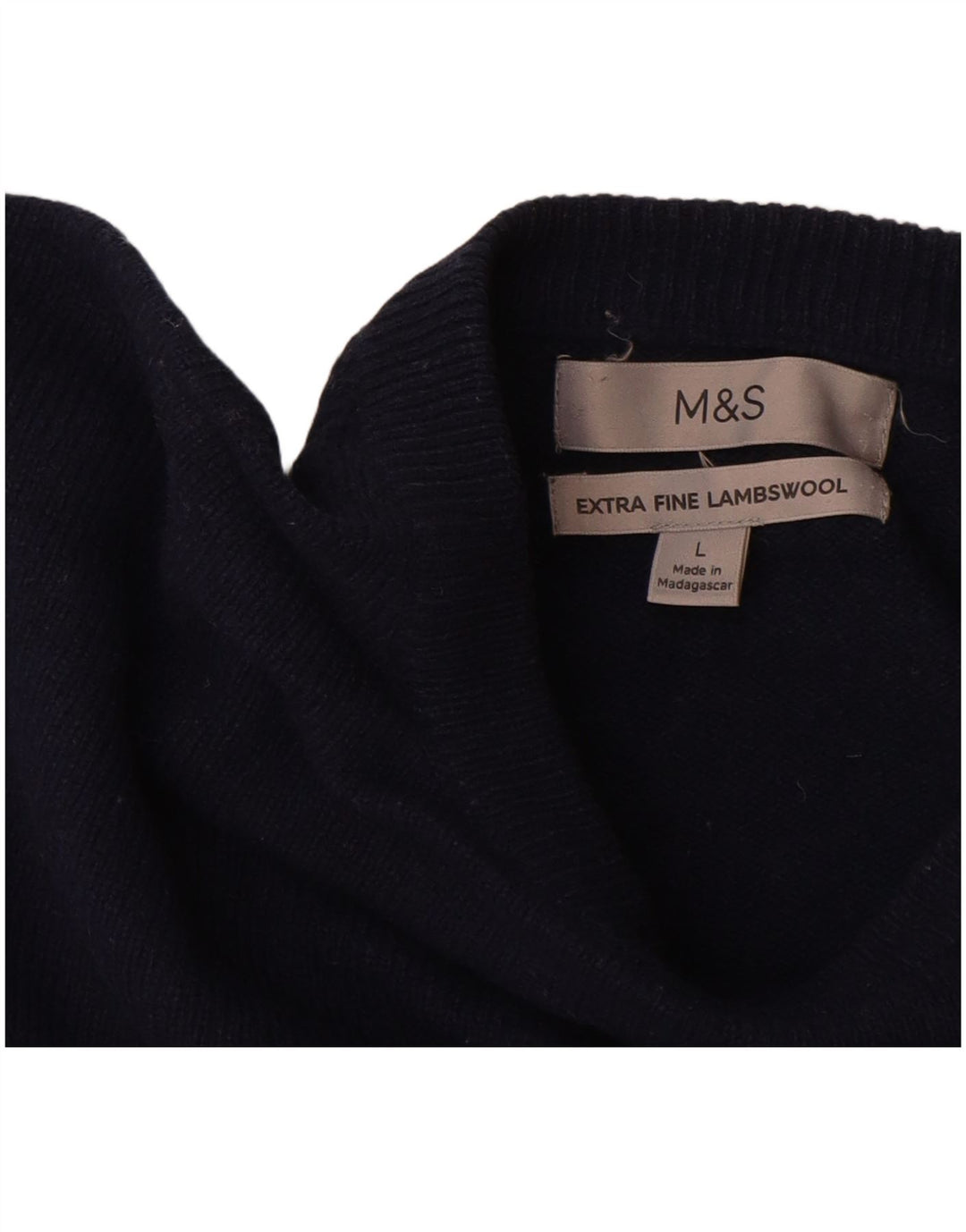 Marks & Spencer Herren-Pullover mit U-Boot-Ausschnitt, groß, marineblaue Wolle