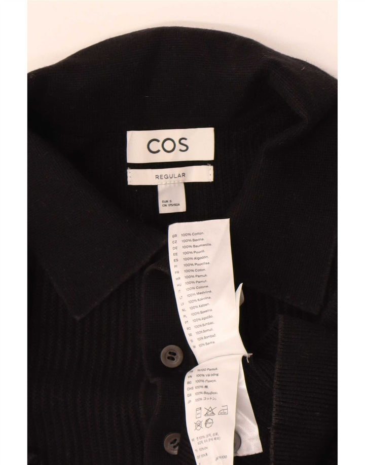 Cos Herren-Poloshirt, normal, Größe S, schwarze Baumwolle