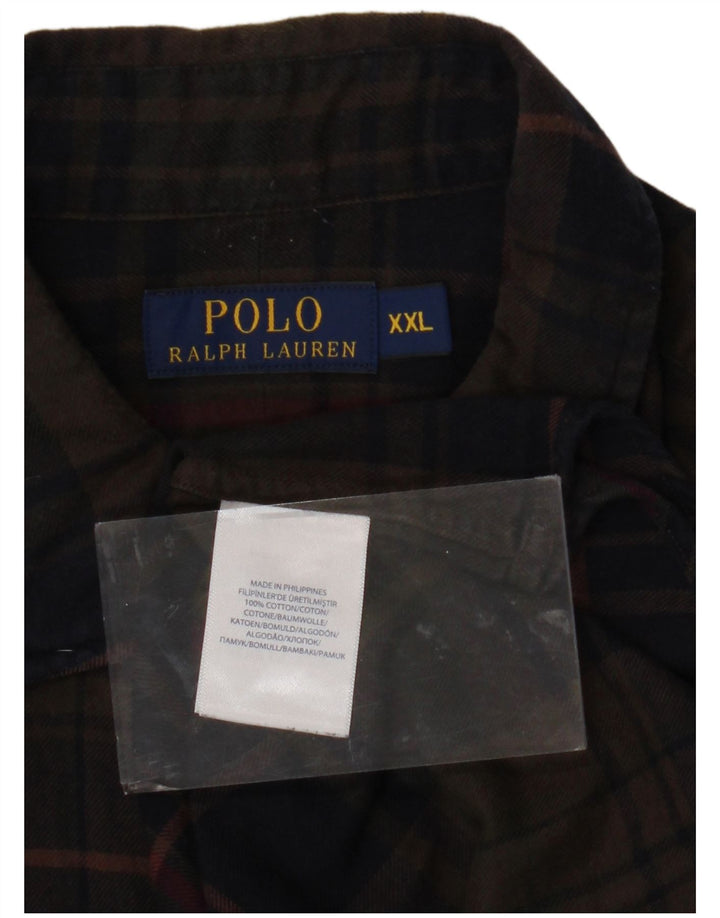 POLO RALPH LAUREN Herren-Flanellhemd 2XL, braun karierte Baumwolle
