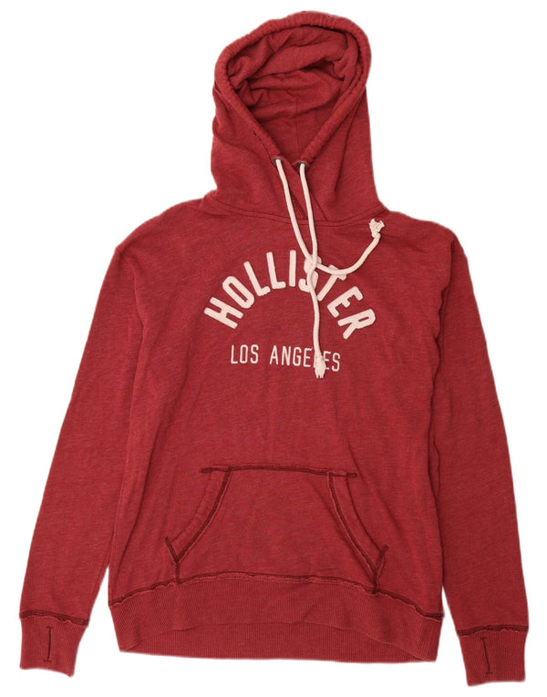 Hollister Womens Graphic Hoodie Pullover UK 10 Small Rote Baumwolle