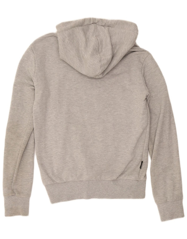 Superdry Damen Kapuzenpullover UK 10 Small Grau gestreift aus Baumwolle