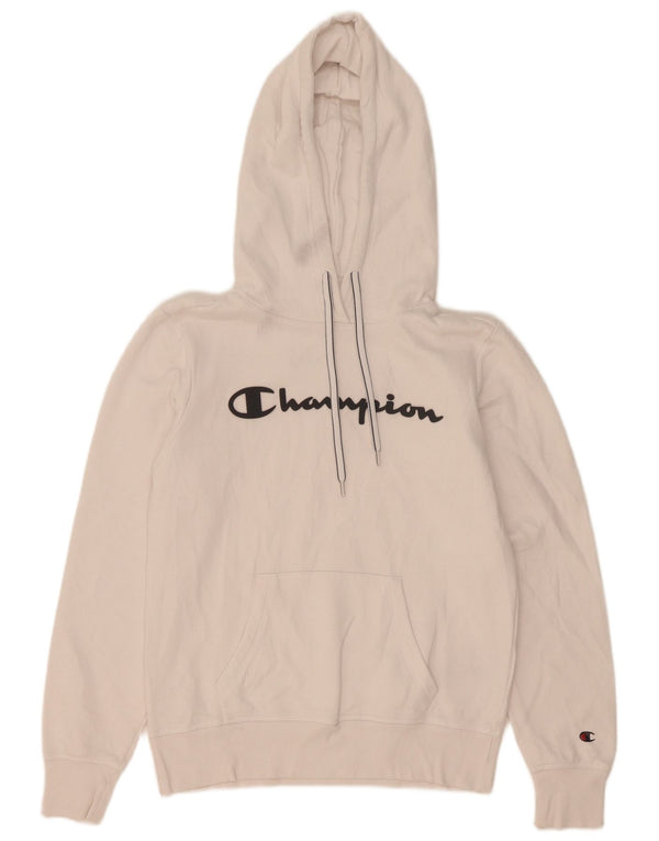 Champion Womens Graphic Hoodie Pullover UK 10 Small Weiße Baumwolle
