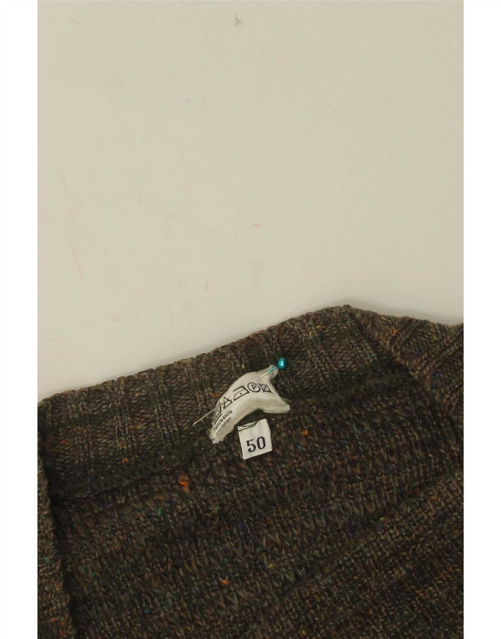 Vintage Herren Cardigan Pullover IT 50 Medium Khaki Flecked Acryl