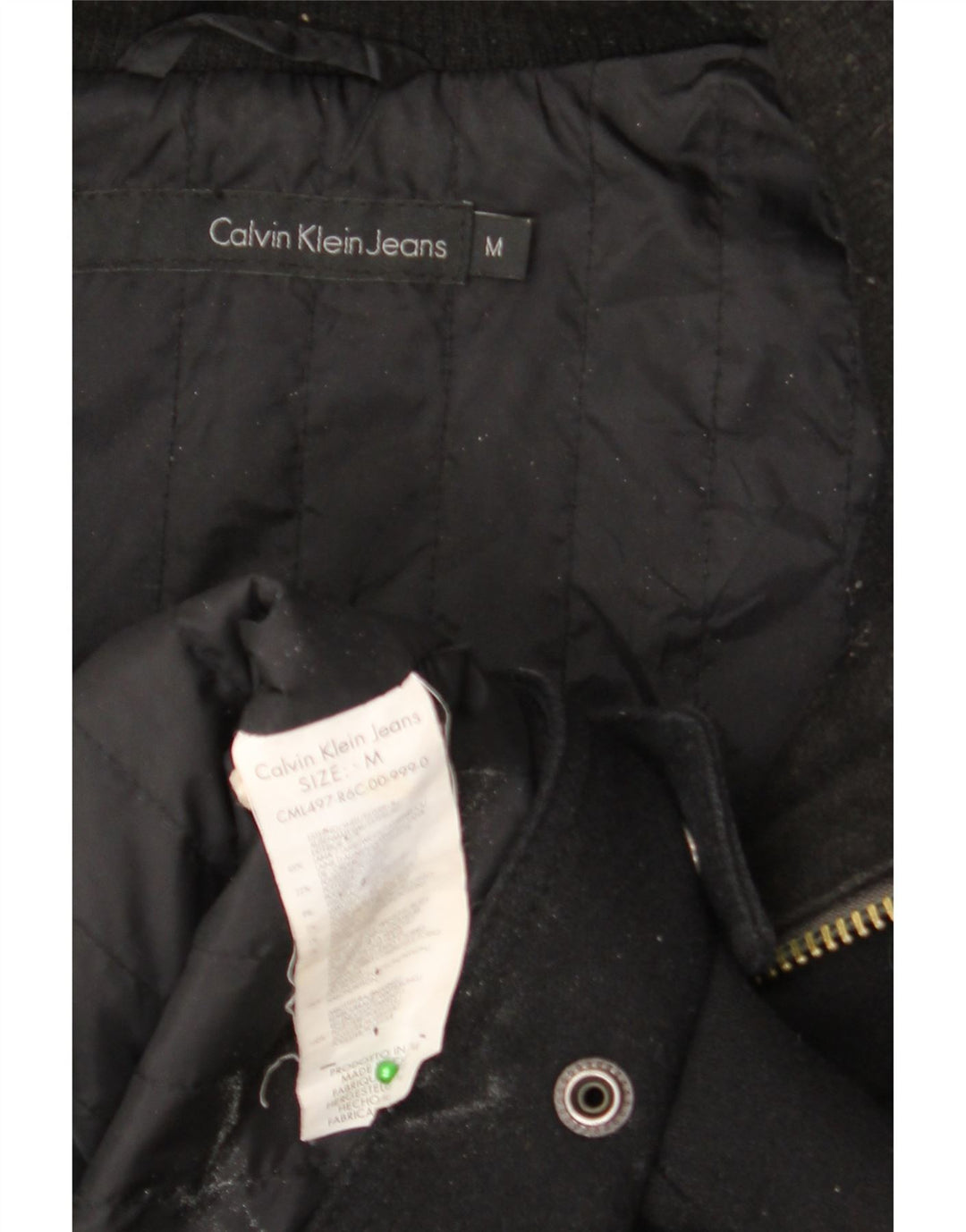 CALVIN KLEIN JEANS Herren Bomberjacke mit Kapuze UK 38 Mittelschwarze Wolle
