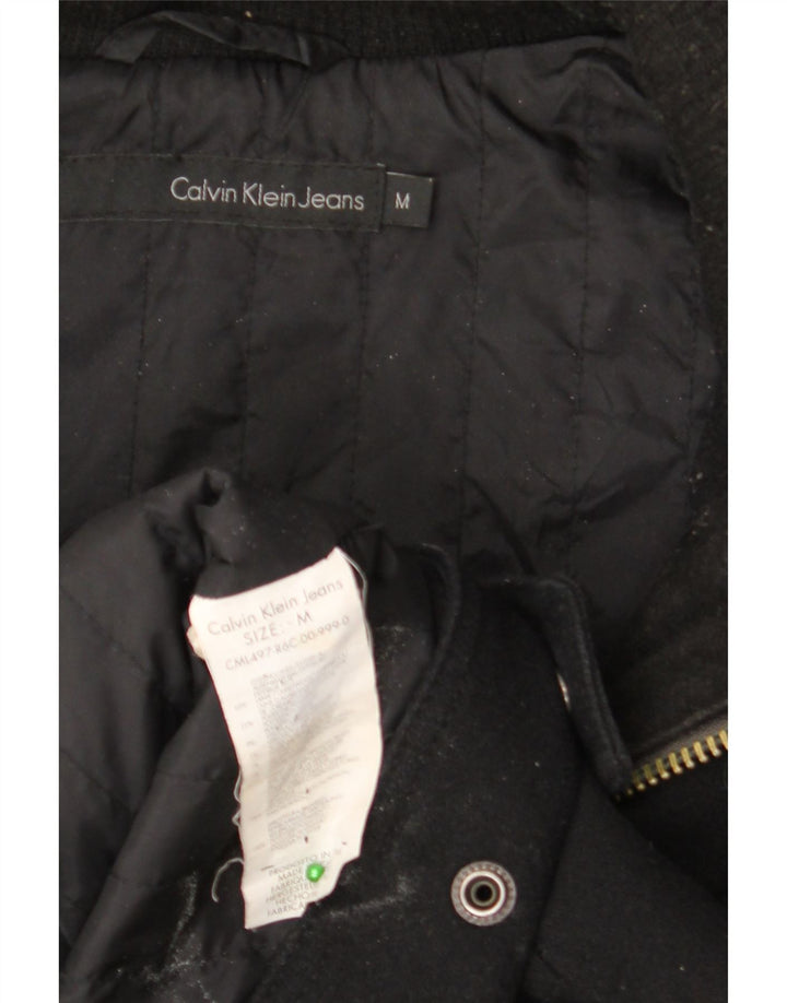 CALVIN KLEIN JEANS Herren Bomberjacke mit Kapuze UK 38 Mittelschwarze Wolle