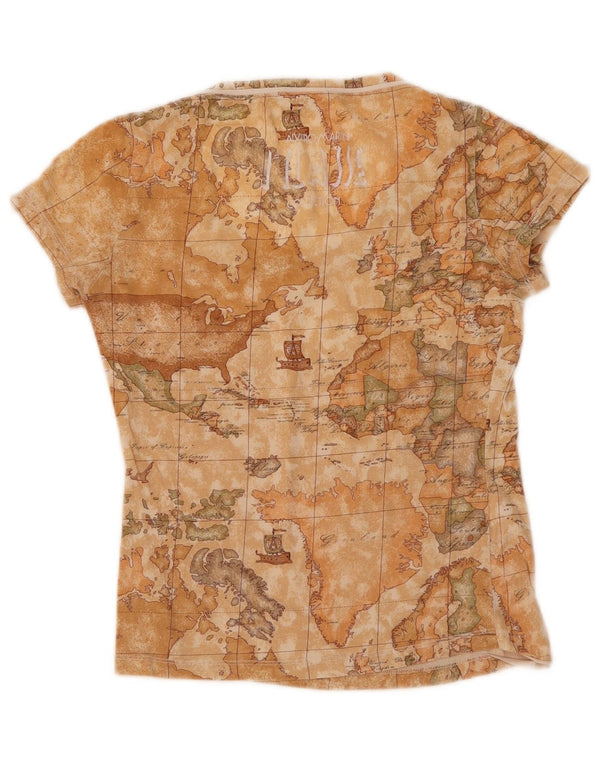 ALVIERO MARTINI Damen 1' CLASSE Grafik T-Shirt Top UK 12 Medium Beige