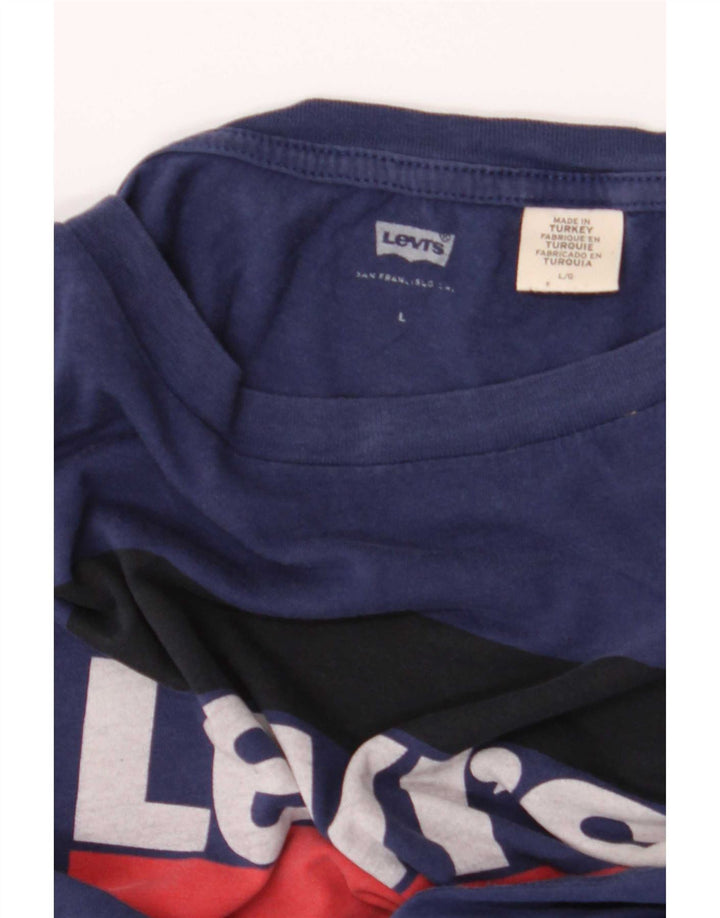 Levi's Damen Grafik-T-Shirt-Oberteil UK 16 Large Marineblau