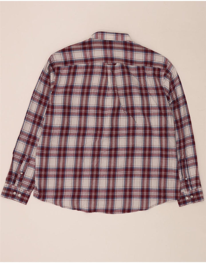 JAMES PRINGLE Herren Flanellhemd 2XL Burgunderrot kariert Polyester