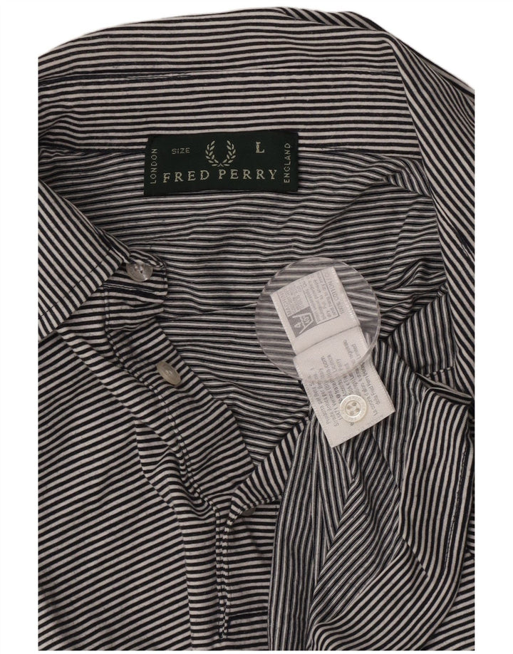Fred Perry Herren-Poloshirt, groß, marineblau, gestreift, Baumwolle