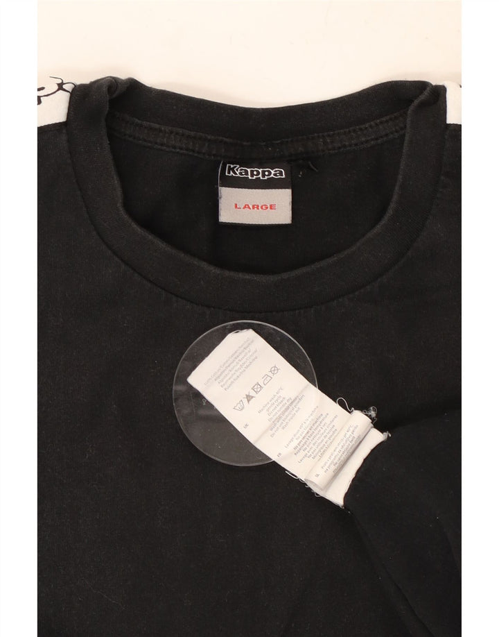 Kappa Herren-T-Shirt mit Grafik, groß, aus schwarzer Baumwolle
