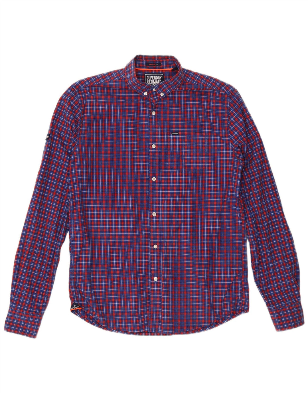 SUPERDRY Herrenhemd aus mittelblau karierter Baumwolle