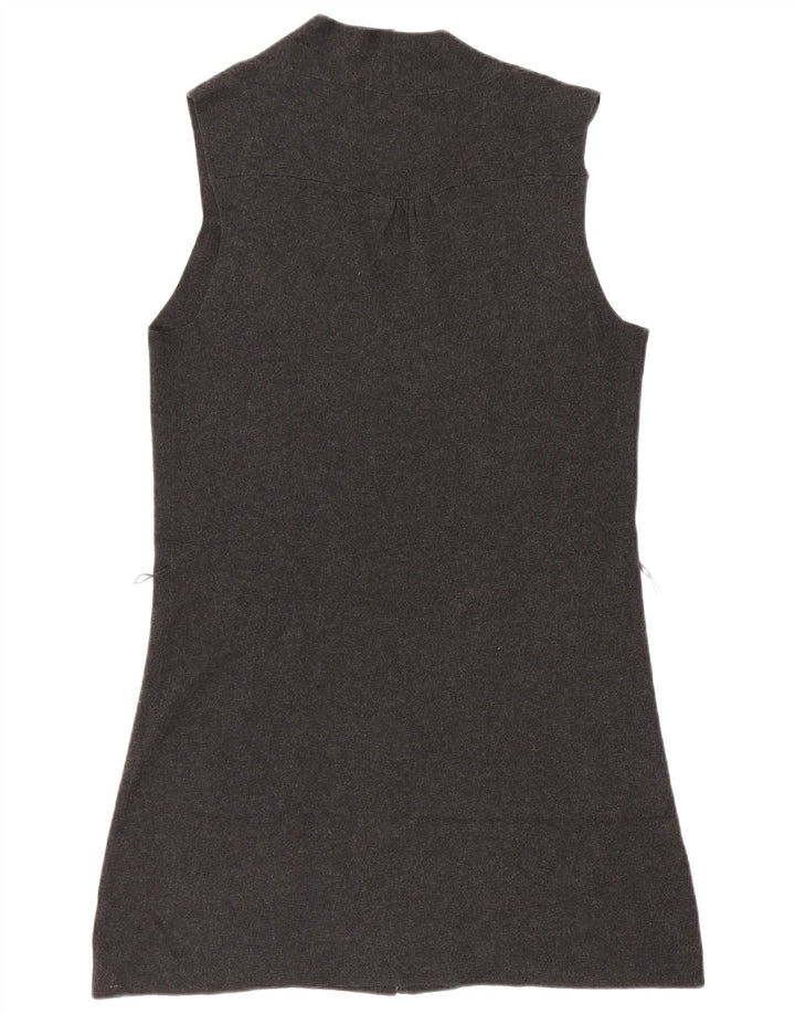 Marks & Spencer Damen Ärmelloser Cardigan-Pullover UK 12 Mittelgrau