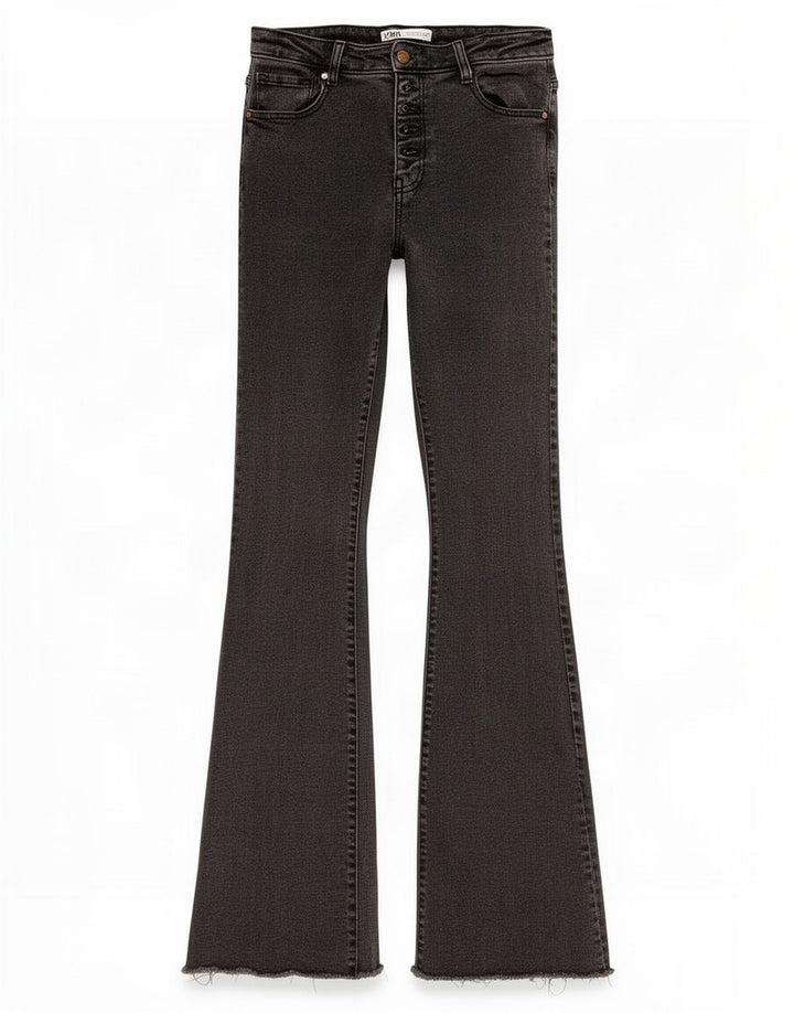 Zara Damen Schlagjeans EU 40 Medium W30 L34 Schwarze Baumwolle