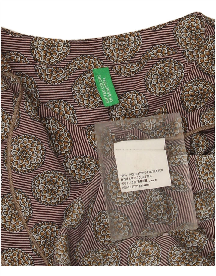 Benetton Damen-Blusenoberteil mit Rüschen vorne, UK-Größe 44, Mittelgrau mit Blumenmuster