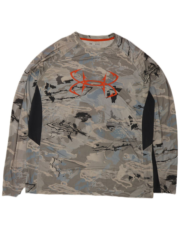 Under Armour Herren Heat Gear Graphic Top Langarm XL Grau Camouflage
