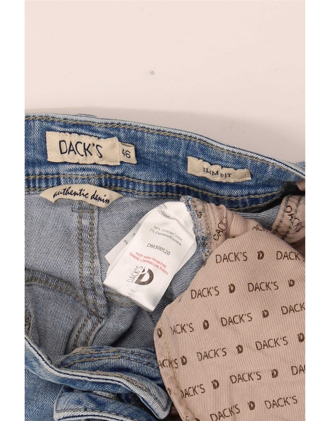 Dack's Herren Slim Jeans IT 46 Small W30 L30 Blaue Baumwolle
