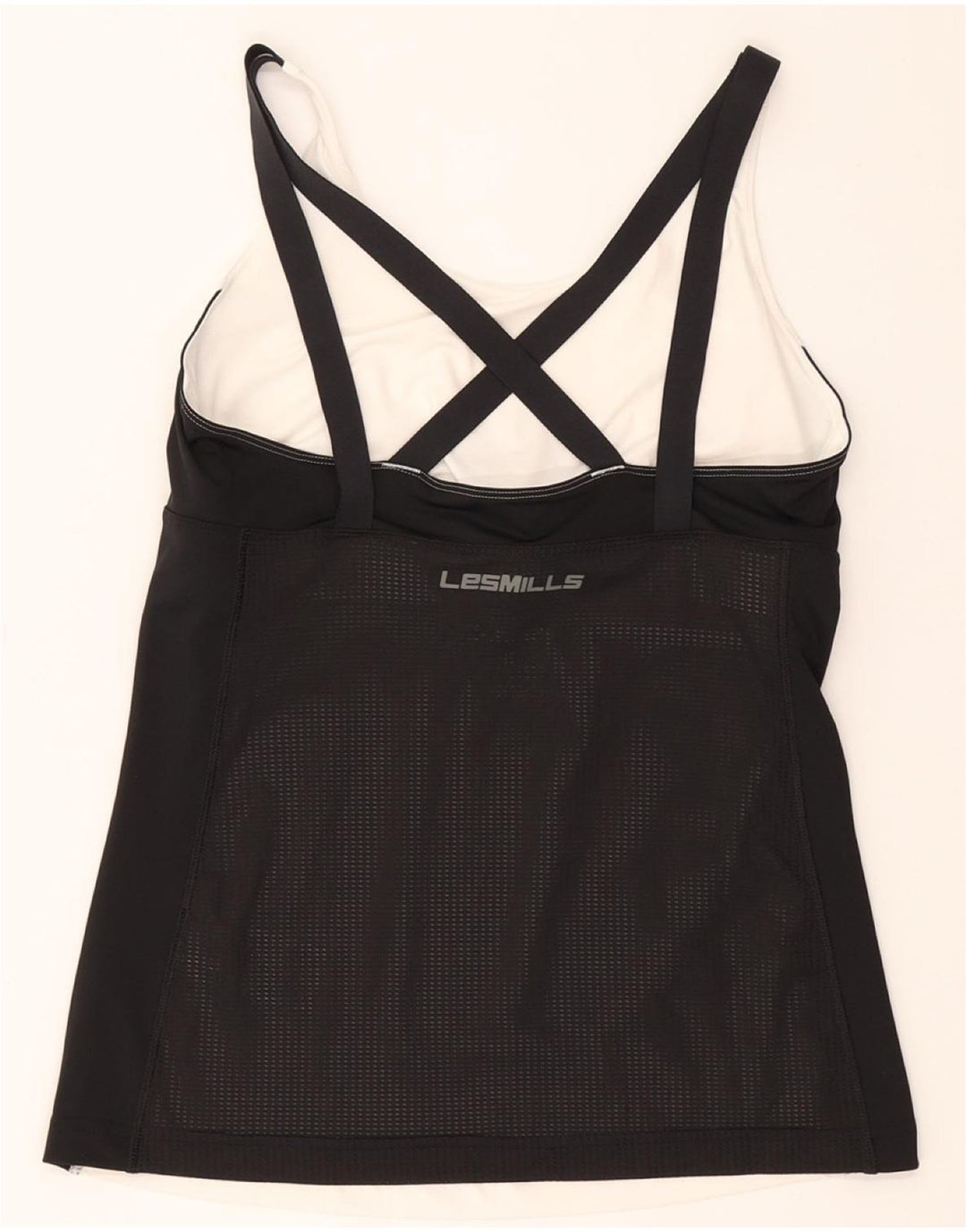 REEBOK Womens Graphic Vest Top UK 8/10 Small White Colourblock Polyester Vintage Reebok and Second-Hand Reebok from Messina Hembry 