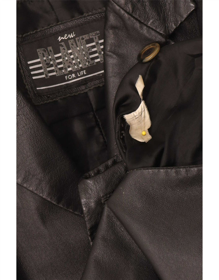 Vintage Herren Leder 2 Knopf Blazer Jacke UK 36 Small Black Classic