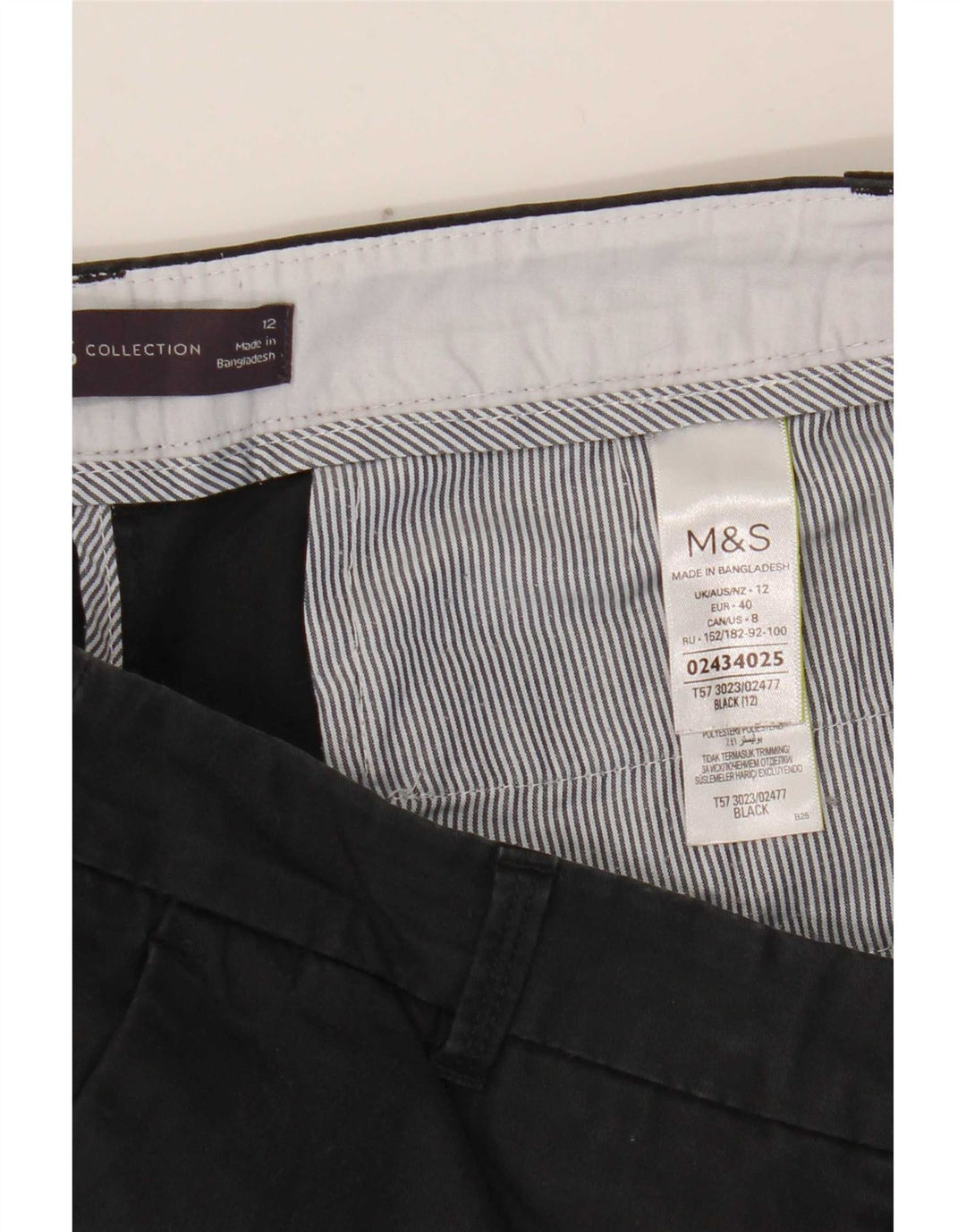 Marks & Spencer Damen Chinoshorts UK 12 Medium W32 Schwarze Baumwolle