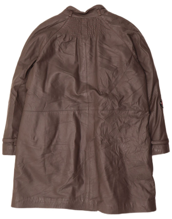 Vintage Damen Ledermantel IT 48 XL Grau